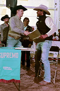 Shaun Kindopp, left, and Rafael Ramirez at the signing of the MOU between Canadian Western Agribition and Congreso de las Estrellas 