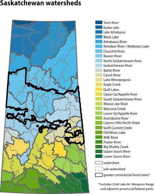 Saskatchewan watershed map