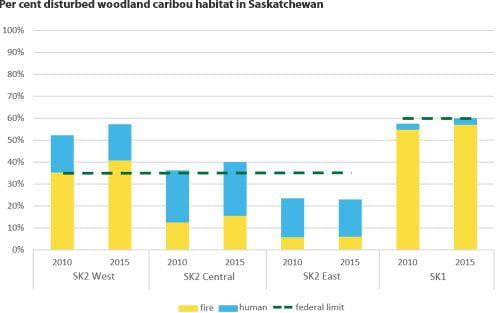 Percentage of disturbed woodland caribou habitat