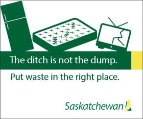 Graphic showing that the ditch is not the dump and should put waste in the right place.