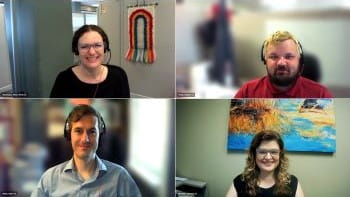 Four Accessibility Office staff in an online meeting