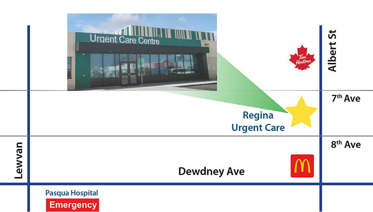 Map showing Regina UCC location of 1320 Albert Street