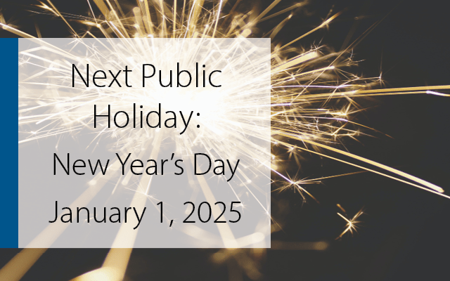 Next Public Holiday: New Year's Day January 1, 2025