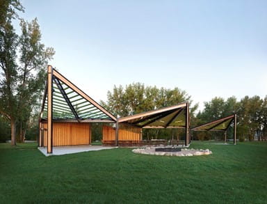 Pavilion in open grass area