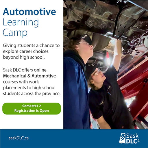 Sask DLC students inspecting under car 