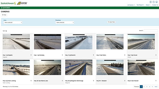 Screenshot of webpage of Highway Hotline camera locations