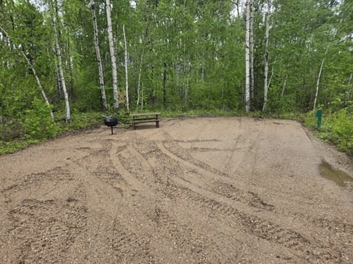 A new campsite in spring at Waterhen Lake Campground in Meadow Lake Provincial Park.